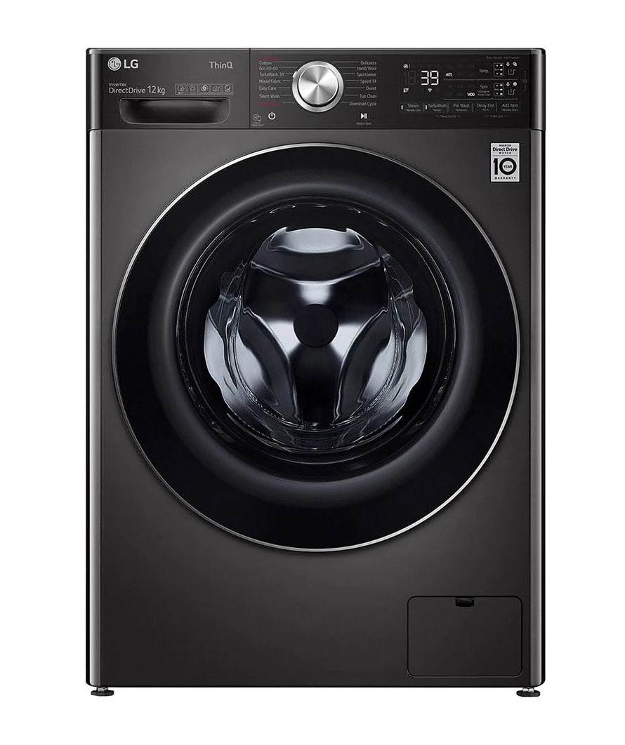 LG F4V9BWP2EE Front Load Washing Machine, 12KG - Black