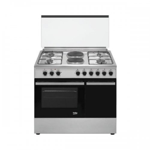 BEKO 4 + 2 COOKER WITH BOTTLE COMPARTMENT, 90*60 SILVER / STAINLESS STEEL INOX TOP BGES 901